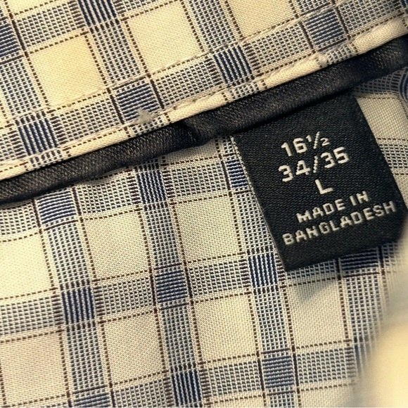 Blue Gray White Checked TOMMY HILFIGER Dress Shirt Large 🤍💙🩶 - Picture 3 of 4